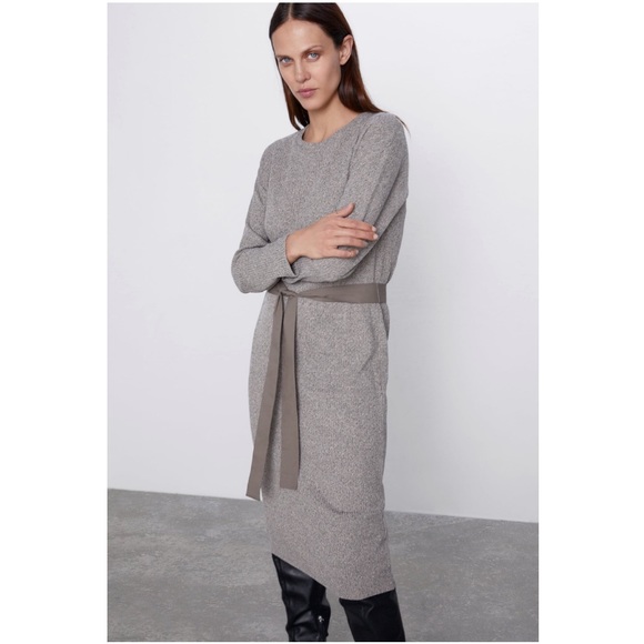 New Zara knit Belted Dress - Picture 4 of 8